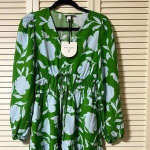 KATE SPADE NEW YORK x Target Classic Rose Linen Long Sleeve Maxi Dress Sz Small